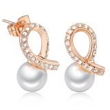 Elegant Wedding Accessories Gold Crystal Pearl Earring