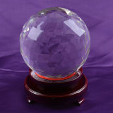 Facted Crystal Glass Ball with Wooden Base for Decoration