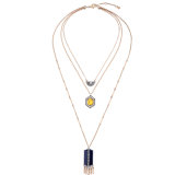 Fashion Retro 3 Layered Chain  Bullet Tassel Pendant Necklace for Women