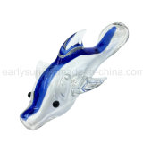 Clear Blue Dolphins Style Glass Hand Pipe (ES-HP-134)