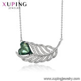 Necklace-00452 Xuping Heart Shape Crystals From Swarovski Leaf White Gold Plated Pendant Necklace