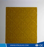 3-6mm Amber Mayflower/Nashiji Patterned Glass with Ce&ISO9001