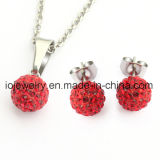 Original Czech Crystal Ball Earring Pendant Necklace Jewelry Set