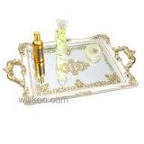 Antique White Resin Mirrored Tray for Home Decoration