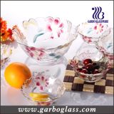 7PCS Colored Glass Salad Bowl Set with Lily Flower Design