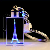 Eiffel Tower Keychains / Crystal LED Lights Laser Logo Key Holders / Souvenir Gifts Key Tags