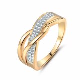 Valentine Present Fashion Spiral CZ Crystal Gold-Color MID Ring