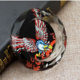 2018 New Arrival Creative Gift American Spirit Eagle 10cm Round Transparent K9 Artificial Crystal Ashtray