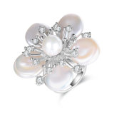New Model Custom Flower White Shell Pearl Fashion Ring