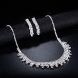 Wedding Jewelry Sets with Crystal Rhodium Plated Necklace and Earring