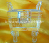 Crystal Glass Quadripod with Wood Carviny by Sand Blastjd-CB-304