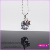 Purple Big Stone Bead Chain Crystal Necklace