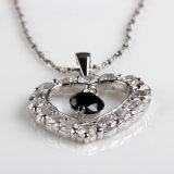 Fashion White and Black Cubic Zirconia Silve Necklace Jewelry Pendant