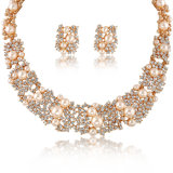Big Set Magnetic Necklace Pearl Crystal Alloy Gold Jewelry Set