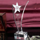 Crystal Glass Prize Awards Trophy with Star