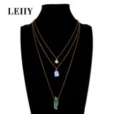 Multilayer Thin Chain Long Necklaces with Acrylic Asymmetry Necklaces Pendants