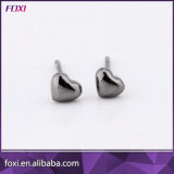 Lovely Simple Black Tone Solid Heart Shaped Earrings