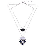 Statement Multi-Layer Alloy Inlaid Crystal Women 's Necklace Semi - Circular Design Pendant