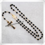 Wood Bead Religious Rosary Black Color Jesus Rosary (IO-cr052)