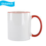 11oz Globalsub Ceramic Color Rim Handle Blank White Mug Sublimation
