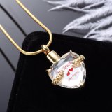 Luxury Crystal My Mother Ashes Urn Pendant Stainless Steel Gold Cremation Necklace