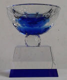 Blue Bowl Crystal Trophy