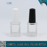 12ml Empty Nail Varnish Glass Bottle with Black & White Plastic Cap and Brush