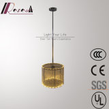 Modern Hotel Decorative Stainless Steel Cylindrical Crystal Pendant Lamp