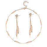 Hot Selling Dubai Mesh Crystal Gold Earring Necklace Jewelry Set