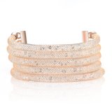 Real Gold Plated Mesh Crysatl Fashion Jewelry Stainless Steel Bracelet