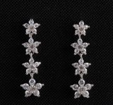 Long Section S925 Sterling Silver CZ Crystal Earrings