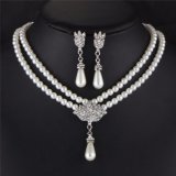 Charming Bride Simulated Pearl Bling Crystal Water Drop Jewelry Set