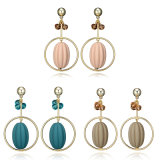 Girls Cute Candy Color Circle Crystal Pendant Earrings with Ball