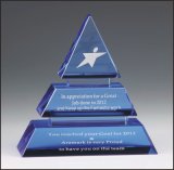 China New Design Personalized Achievement Crystal Trophy with Blue Bend