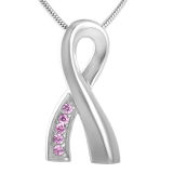 Crystals Inlay Ribbon Shaped Memorial Urn Necklace Cremation Pendant