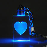 Crystal Glass 3D Laser Keychain for Gift