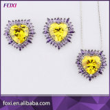 Heart Shaped Crystal Necklace Set with Pave Setting