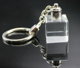 Small Crystal Cube 3D Etched Cross Keychains for Christmas Gifts