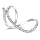 Adjustable Size Open Silver Color Ring with CZ for Women