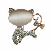 Fashion Lovely Opal Gold Plated Cat Brooch
