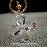 Lovely Four-Leaf Clover Crystal Glass Key Ring