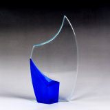 Flame Crystal Trophy Award with Blue Swallow Tail