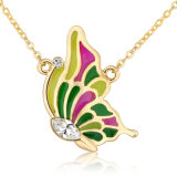 Yellow Gold Plated Zinc Alloy Pendant Butterfly Necklace