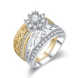 Top Sale Two Tone Plated Lady Fashion Jewellery Finger Ring Design with Zircon