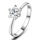 Ladies Silver Color Single Stone Engagement Wedding Ring