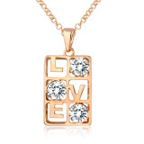 Women Accessories Ratangle Pendant Love Crystal Necklace