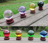 Colorful Crystal Glass Ball Sphere with Wooden Base