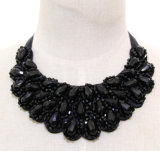 Lady Fashion Black Beaded Crystal Colllar Necklace Jewelry (JE0183)