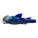 Dark Blue Oceanic Double Hammer Shark Glass Hand Pipe (ES-HP-132)