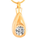 Fadeless Gold Crystal Water Drop Urn Necklace for Lover's Ashes